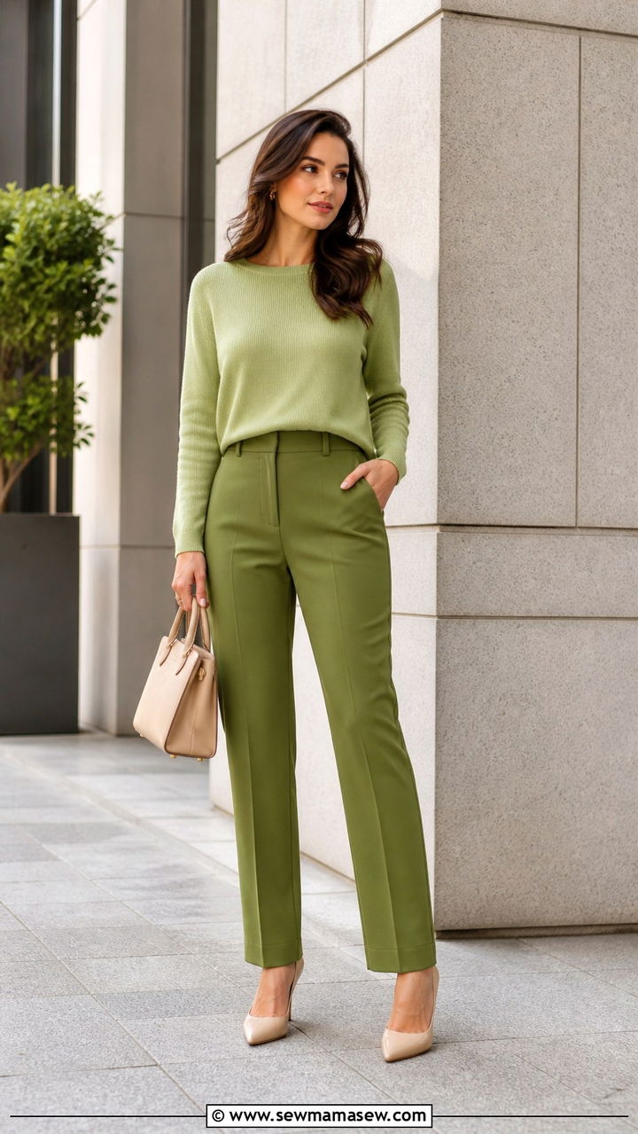 Avocado Green Monochrome Outfit - 40 avocado green outfit ideas