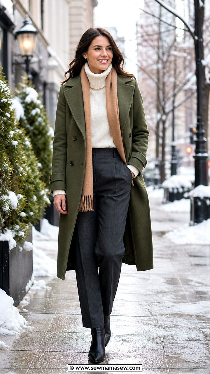 Avocado Green Wool Coat Winter Outfit - 40 avocado green outfit ideas