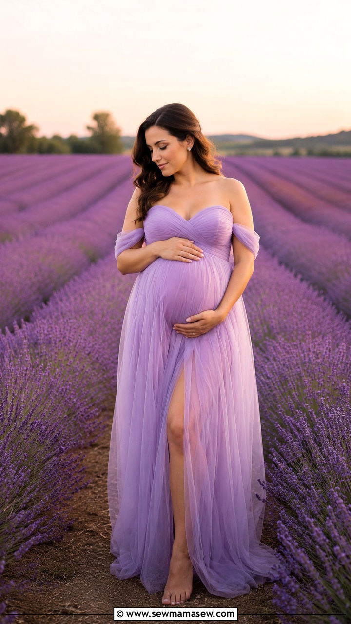 Baby Blue Off the Shoulder Maxi Dress - 30 Spring maternity photo outfits