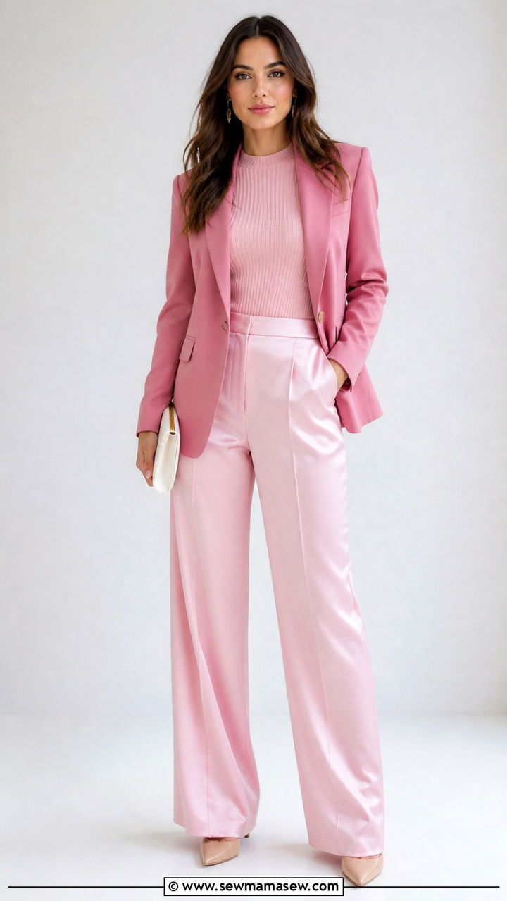 Baby Pink All Monochrome Layered Look - 40 Baby pink outfit ideas