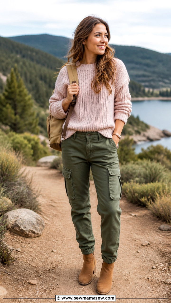 Baby Pink and Khaki Green Outfit - 40 Baby pink outfit ideas
