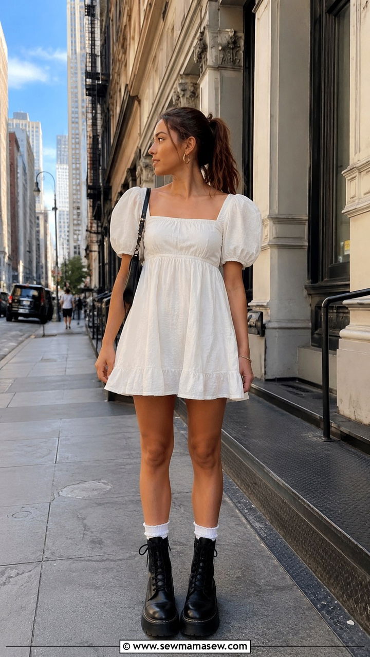 Babydoll Dress With Combat Boots - 30 Outfit ideas for Gen Z women