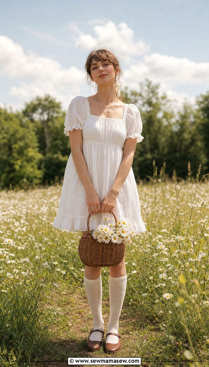 Babydoll Dress With Knee High Socks - 25 Cottagecore outfits 2026