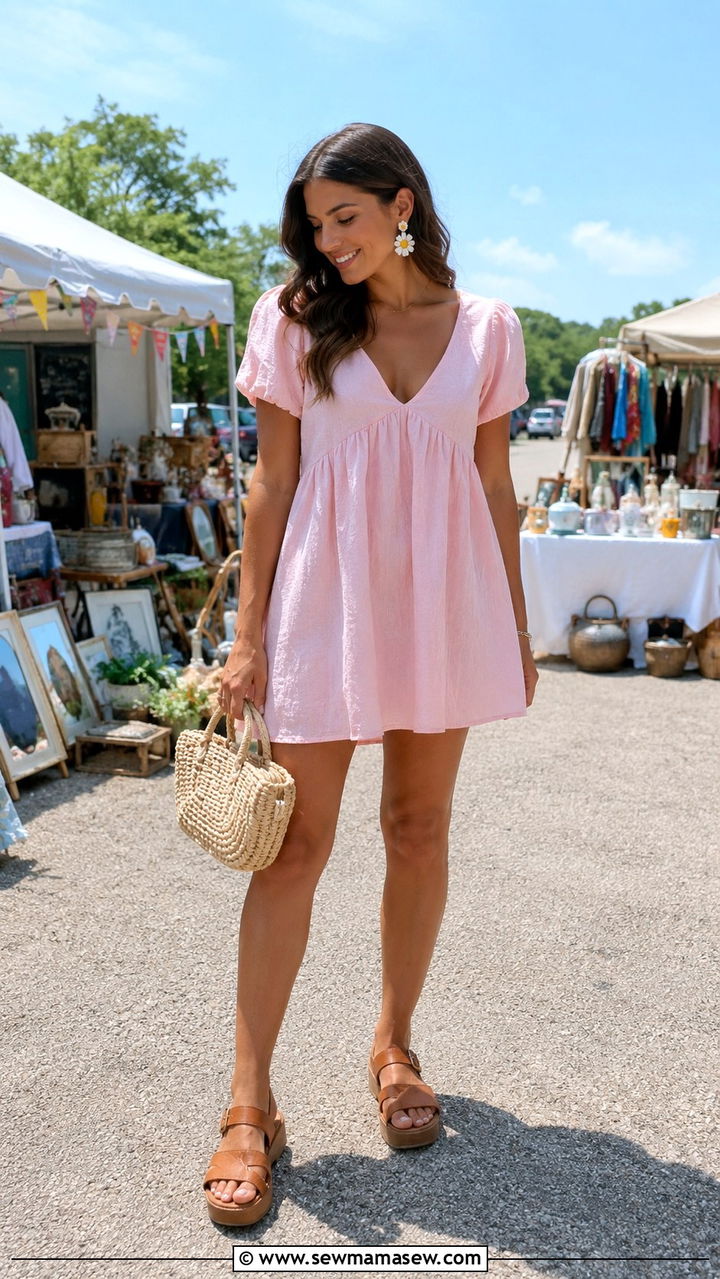 Babydoll Dress and Sandals Mid June Outfit - 25 Mid June outfit ideas