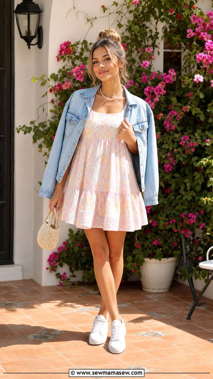 Babydoll Dress with Sneakers - 35 back to school outfits inspo