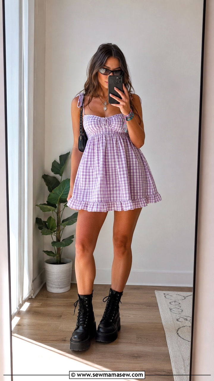 Babydoll dress with combat boots - 25 Austin City Limits outfit ideas