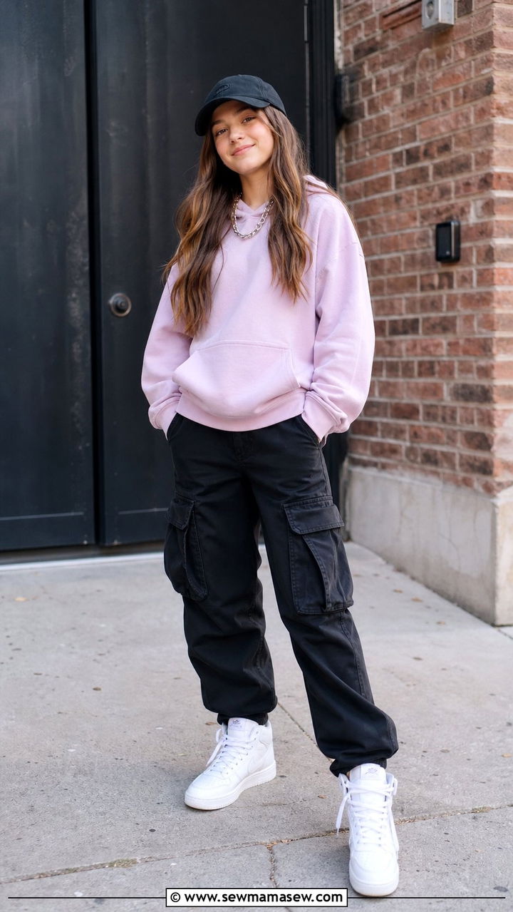 Baggy Cargo Pants with a Hoodie Outfit - 25 Cute outfits for 14 year olds