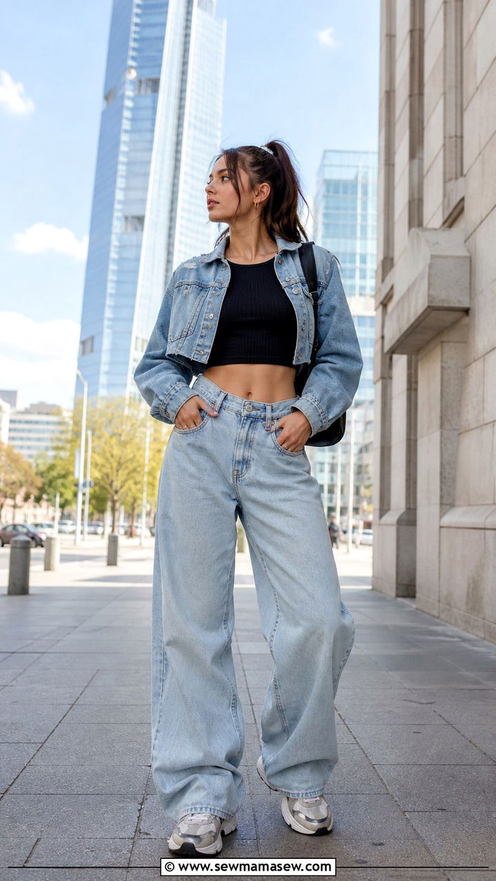 Baggy Jeans With Crop Top Outfit - 40 jeans outfits for women