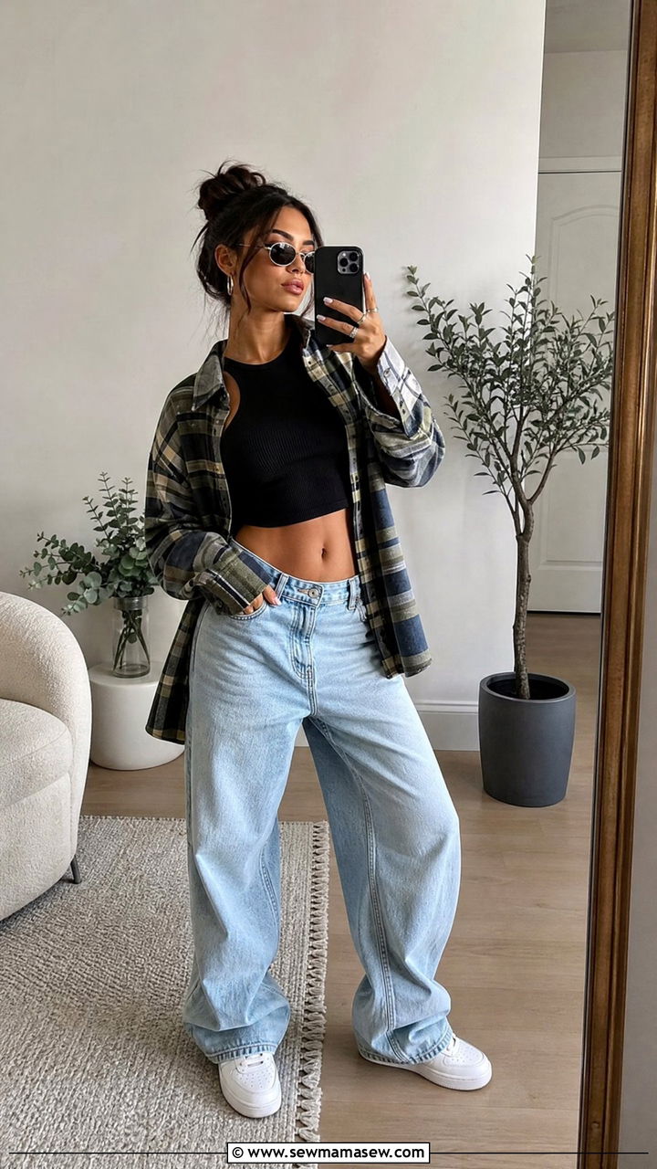 Baggy Jeans and Crop Top Outfit - 30 streetwear outfits inspo