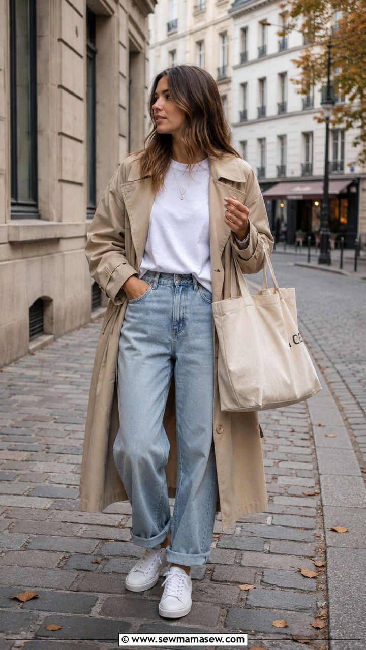Baggy jeans with white sneakers and a blazer - 25 Baggy jeans outfit ideas with white sneakers
