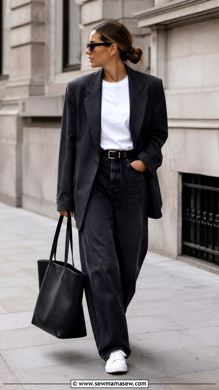 Baggy jeans with white sneakers and a cropped tee - 25 Baggy jeans outfit ideas with white sneakers