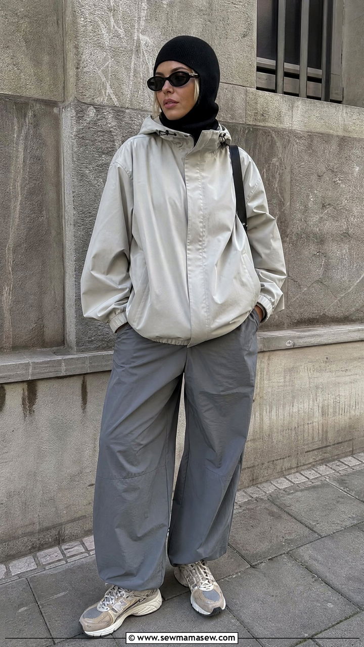 Balaclava and Oversized Windbreaker Outfit - 25 Gorpcore outfit ideas 2026