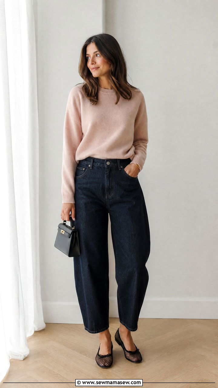 Ballet Flats And Barrel Jeans Outfit - 25 how to style barrel jeans