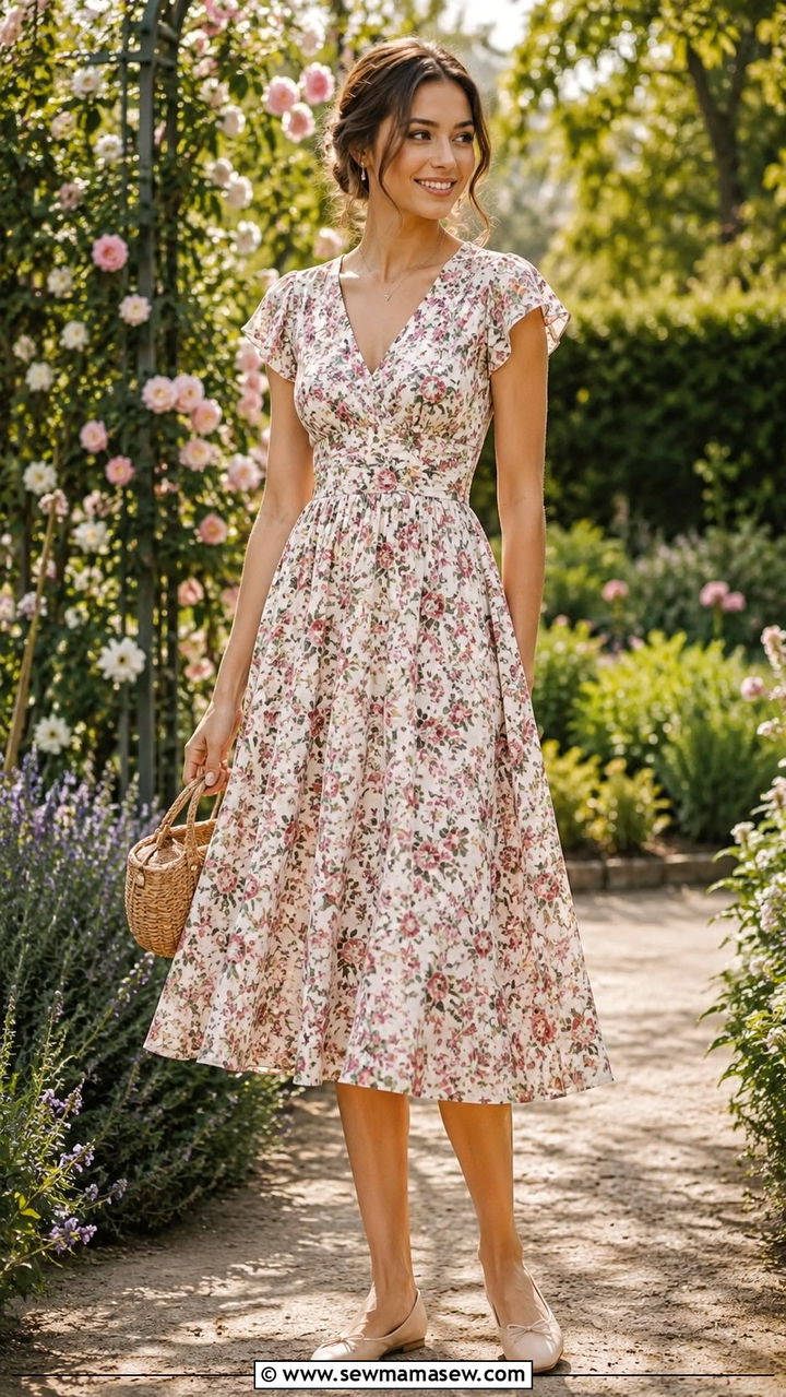 Ballet Flats With Floral Midi Dress - 30 How to style ballet flats