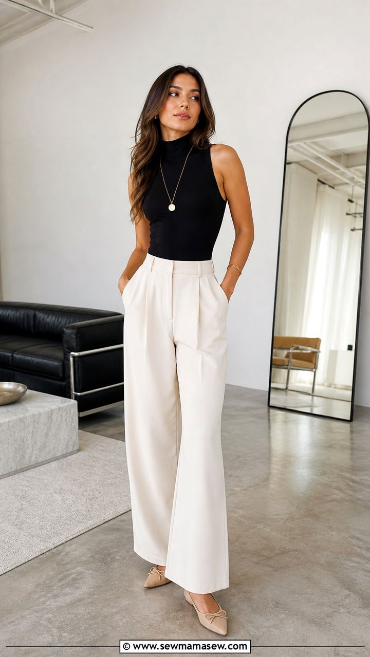 Ballet flats with a bodysuit - 40 Ballet flats outfit ideas