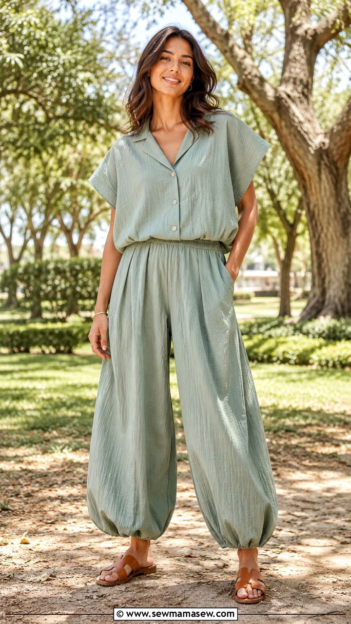 Balloon Pants Matching Co Ord Set with Slides - 20 casual balloon pants outfits