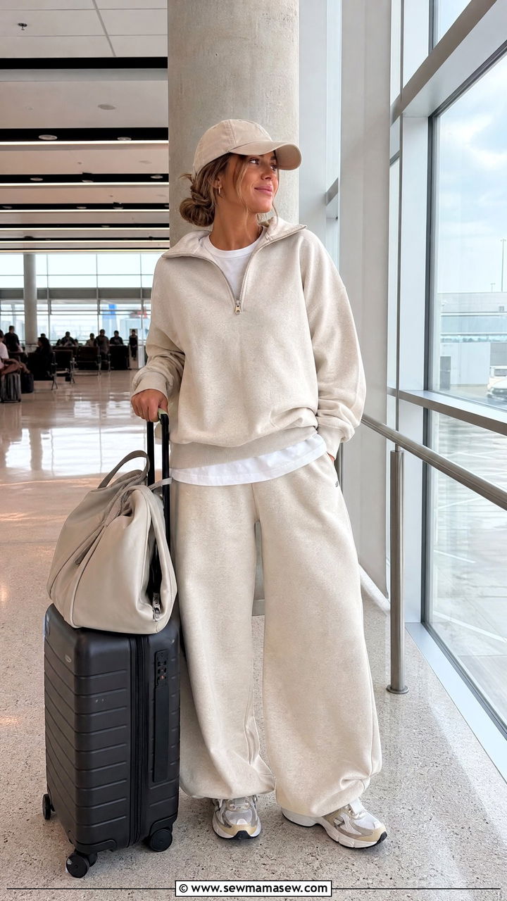 Balloon Pants With Quarter Zip Sweatshirt And Trainers - 30 cute balloon pants outfits