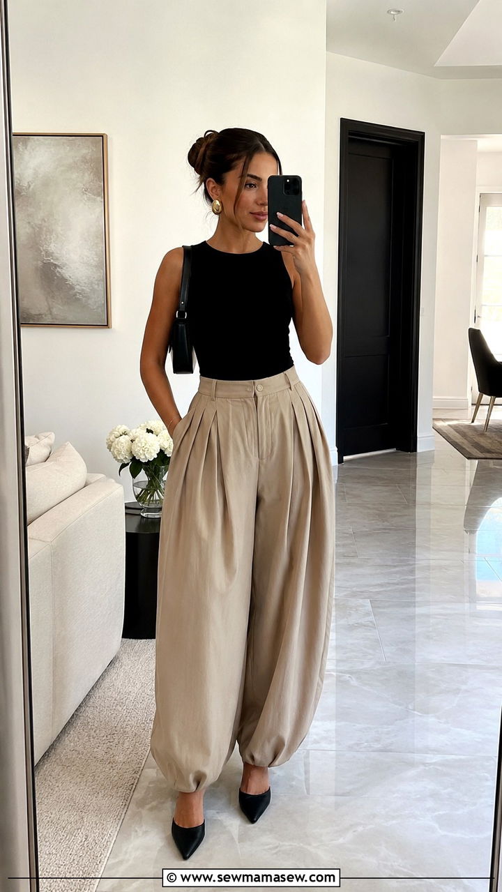Balloon Pants and Fitted Top Outfit - 25 2026 outfits ideas