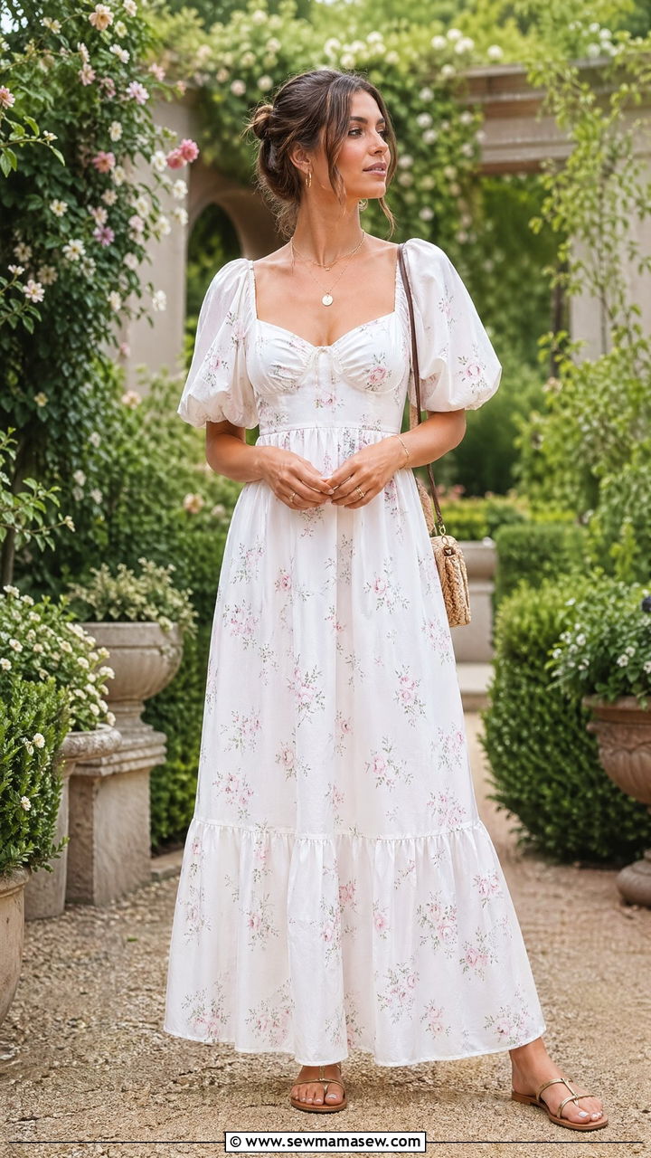 Balloon Sleeve Maxi Dress Outfit - 35 European summer outfits