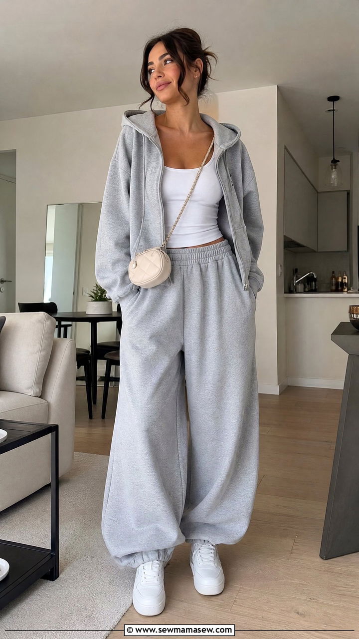 Balloon Sweatpants With Matching Hoodie And Sneakers - 30 cute balloon pants outfits