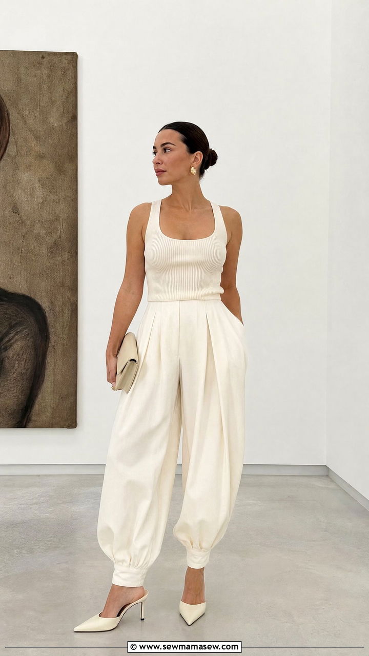 Balloon Trousers and Fitted Top Spring 2026 - 40 spring outfits 2026