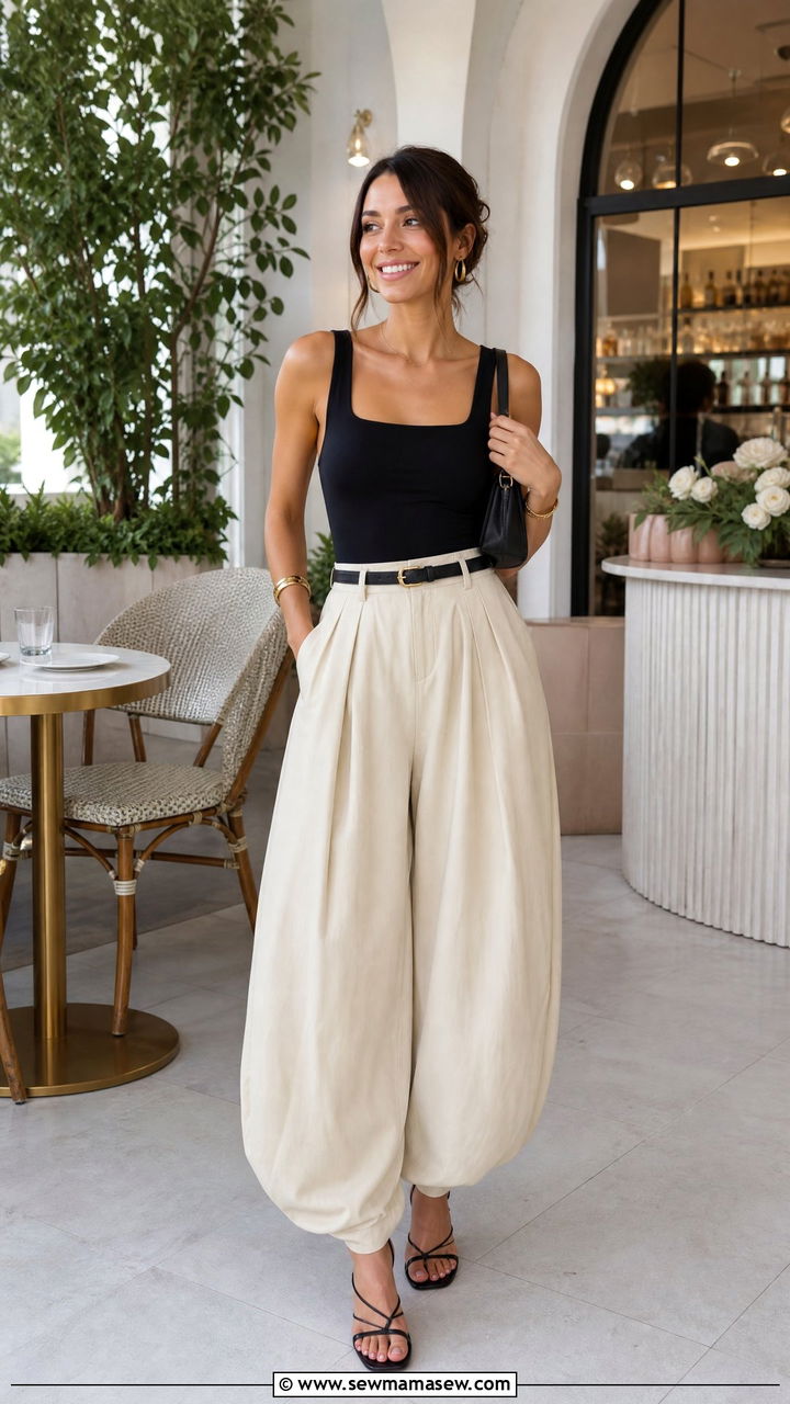 Balloon Trousers with a Fitted Bodysuit - 25 Brunch outfit ideas for spring 2026