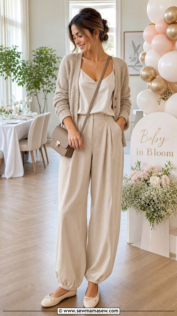 Balloon pants with camisole and cardigan - 35 balloon pants outfits for women