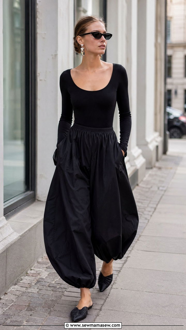 Balloon pants with fitted knit top outfit - 35 Copenhagen outfits