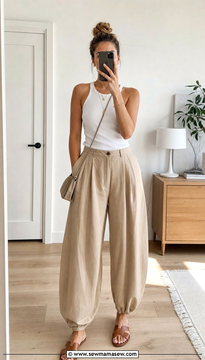Balloon pants with vest top - 35 balloon pants outfits for women