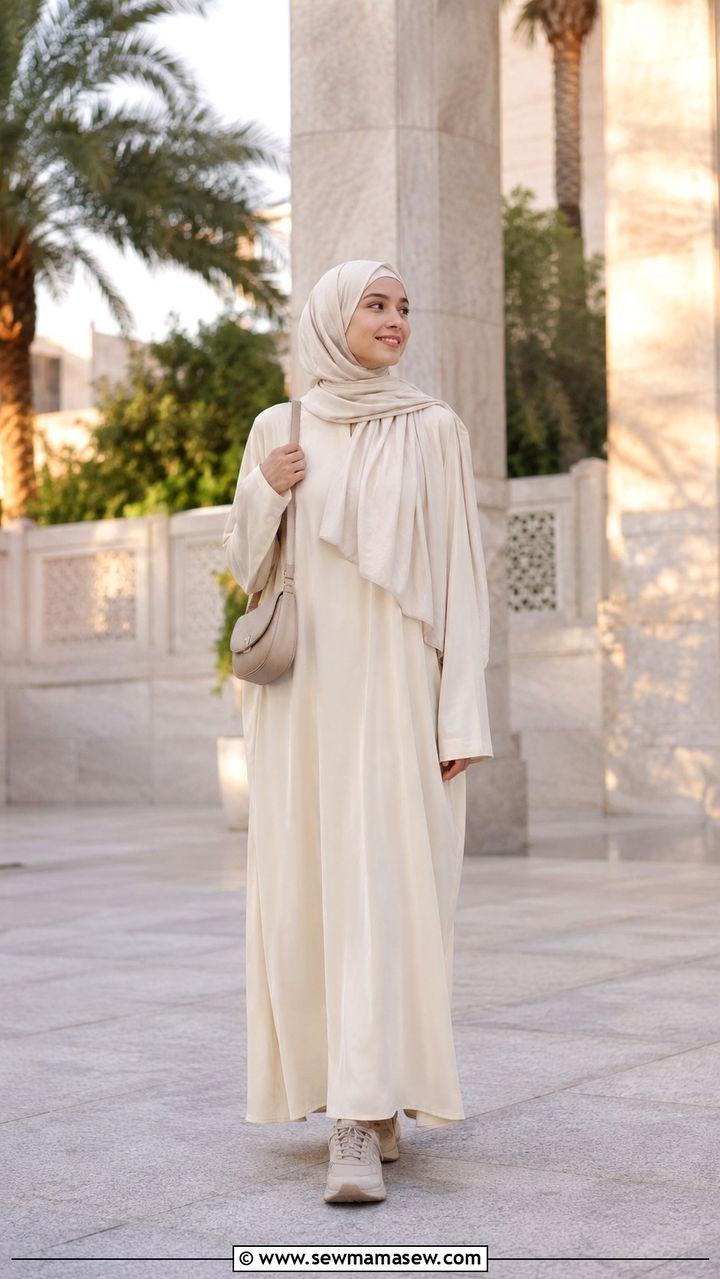 Bamboo Jilbab With Soft Cotton Hijab - 20 Modest outfit ideas for Hajj