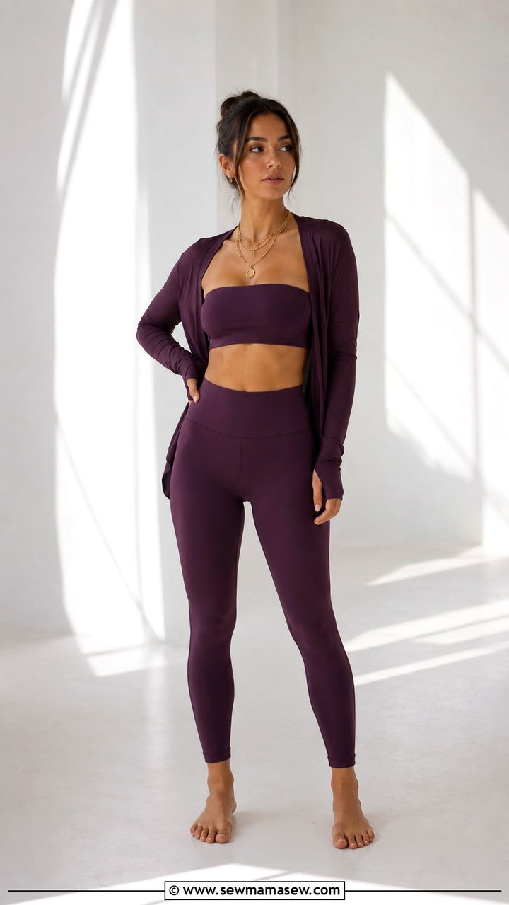 Bandeau Bra and High Waisted Yoga Pants Petite Yoga Outfit - 25 Yoga outfit ideas petite