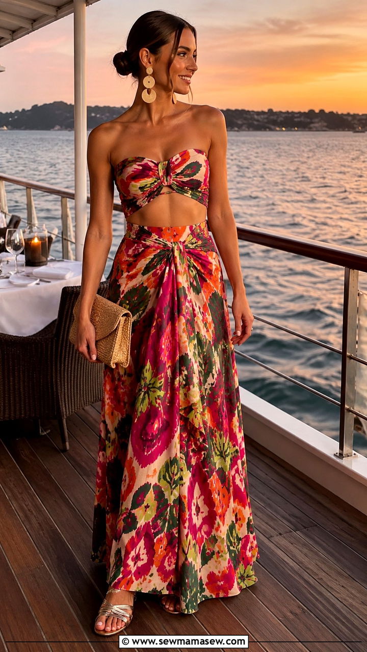 Bandeau Top and Matching Maxi Skirt Set - 30 Resort wear outfit ideas Turks and Caicos