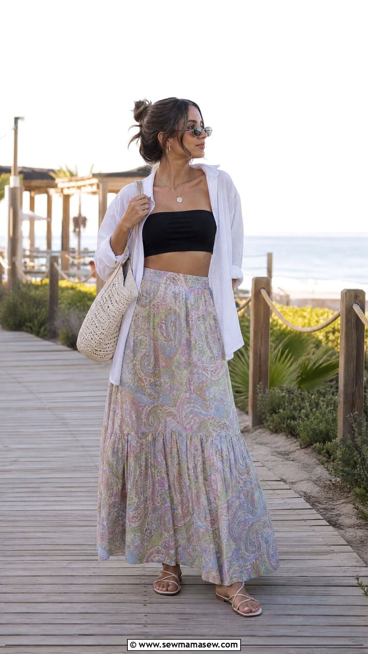 Bandeau top and high waisted maxi skirt - 20 summer outfits 2026 women to copy