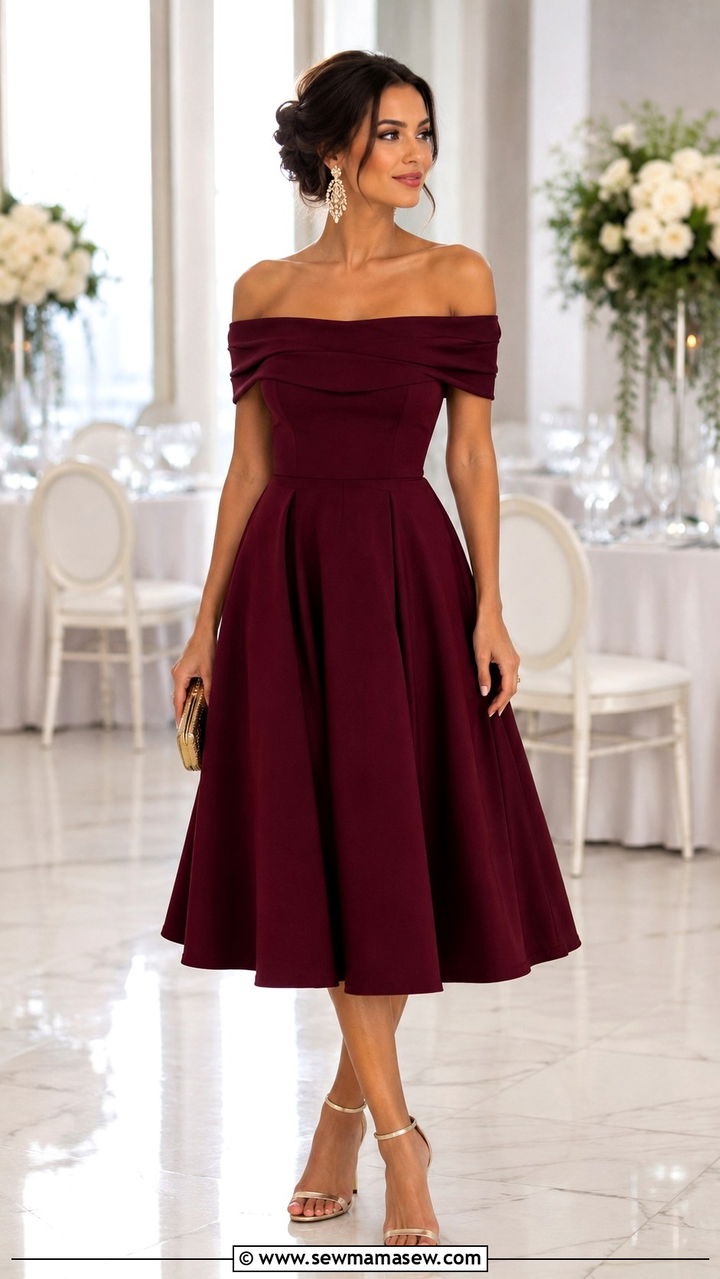 Bardot Neckline Dress Wedding Guest - 25 wedding guest outfits for women with wide hips