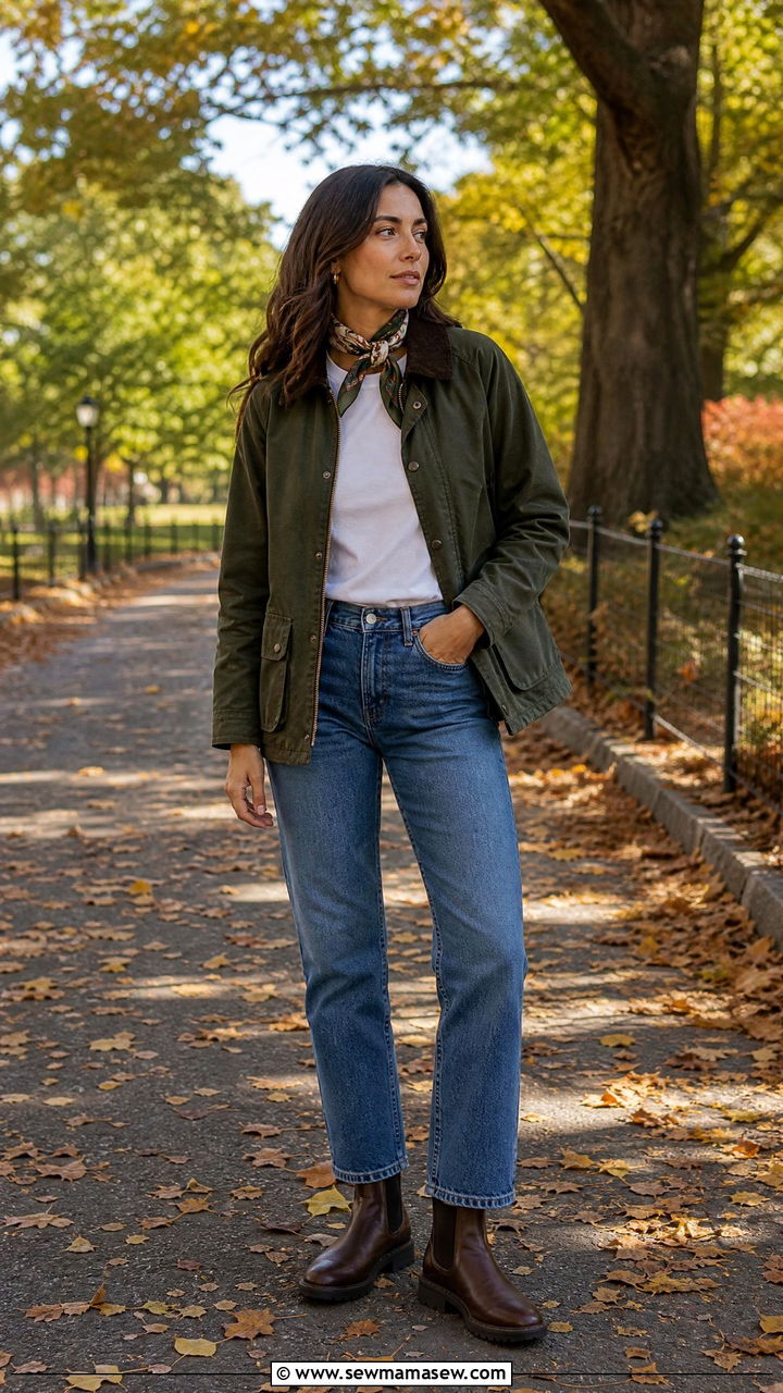 Barn Jacket with Straight Leg Jeans - 25 fashion inspo outfits for women