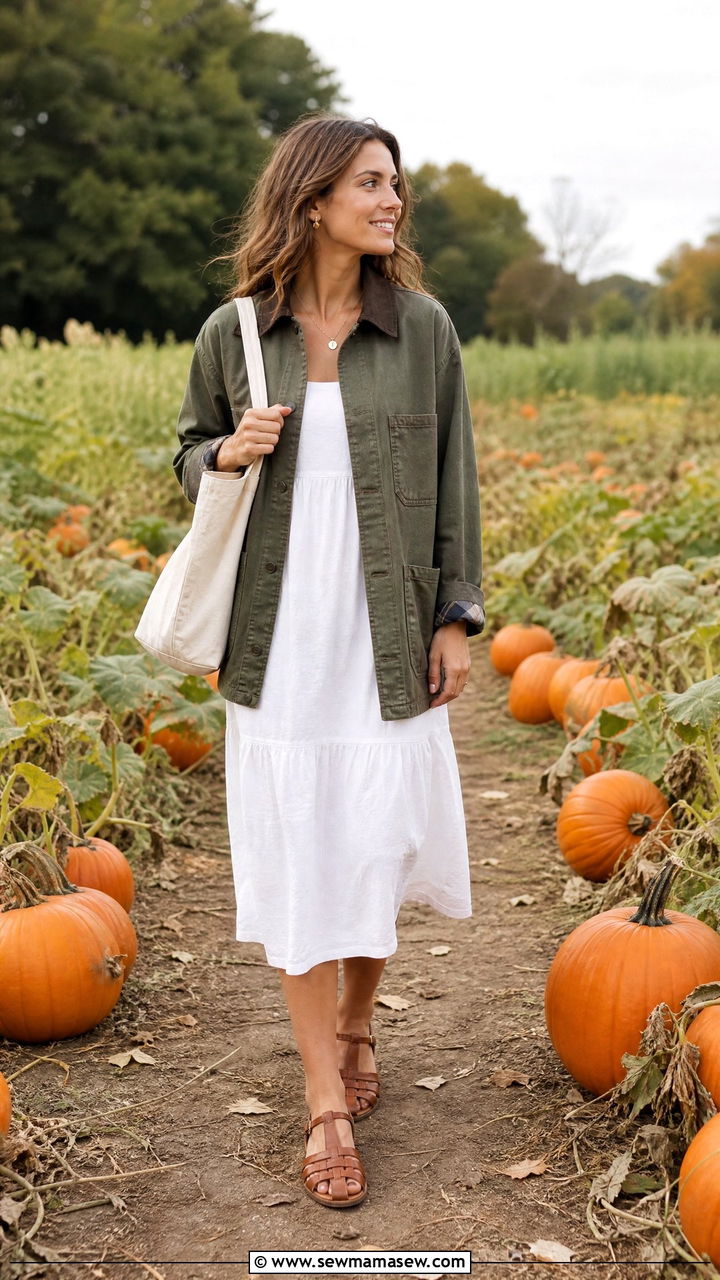 Barn Jacket with Sundress - 25 Late summer early fall outfits