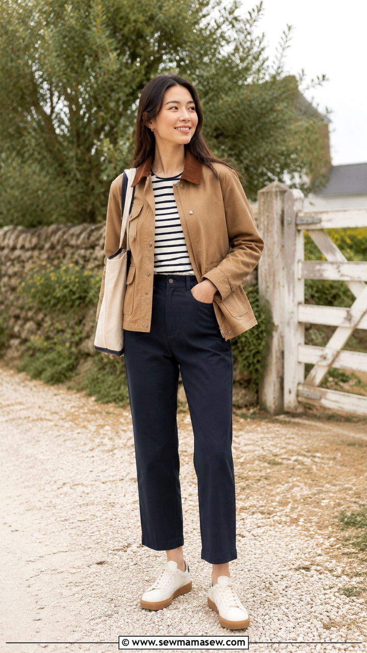 Barn jacket with straight leg crops - 30 Spring outfits for petite women