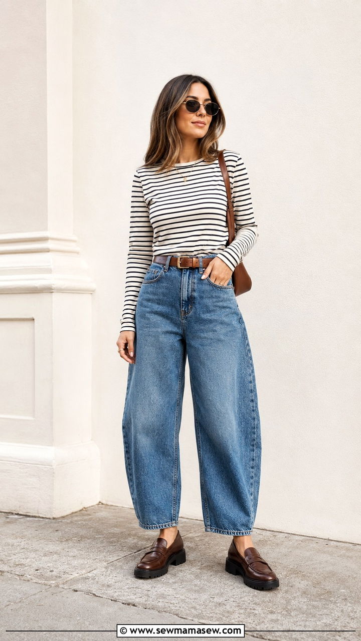 Barrel Jeans With Loafers Outfit - 20 casual barrel jeans outfits