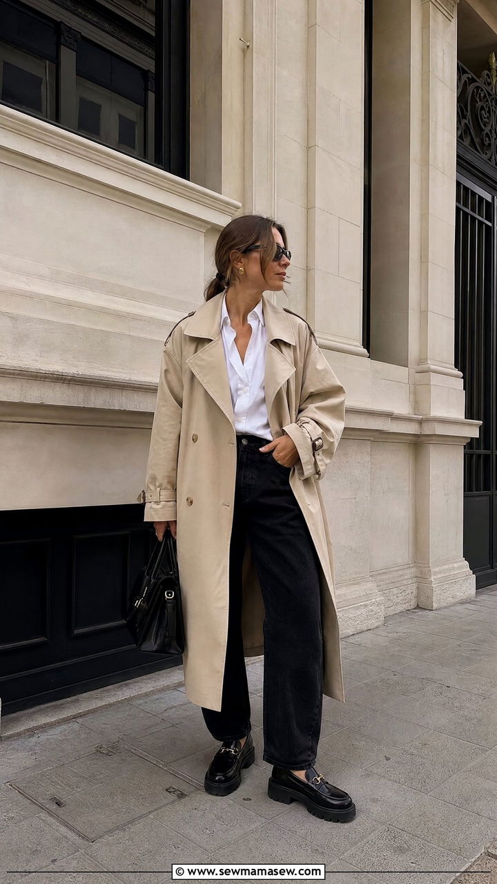 Barrel Jeans With Oversized Trench Coat And Chunky Loafers - 25 Barrel jeans outfit ideas with a trench coat