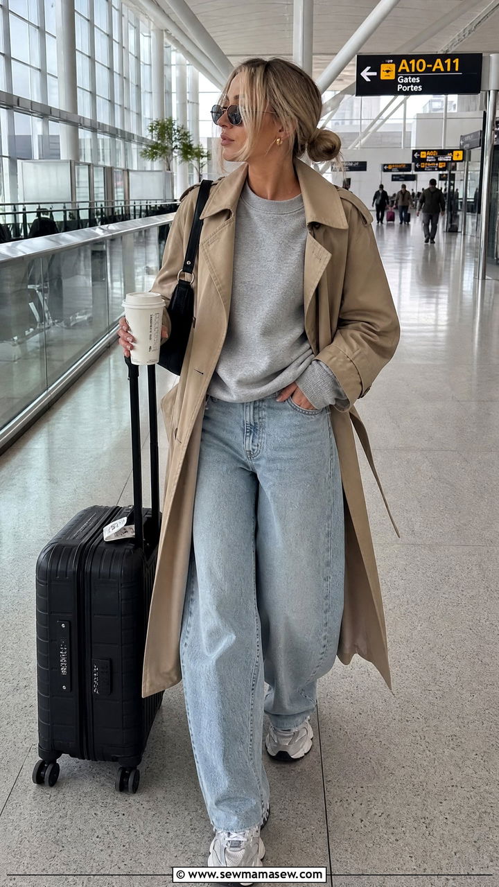 Barrel Jeans With Trench Coat And Sweatshirt - 25 Barrel jeans outfit ideas with a trench coat