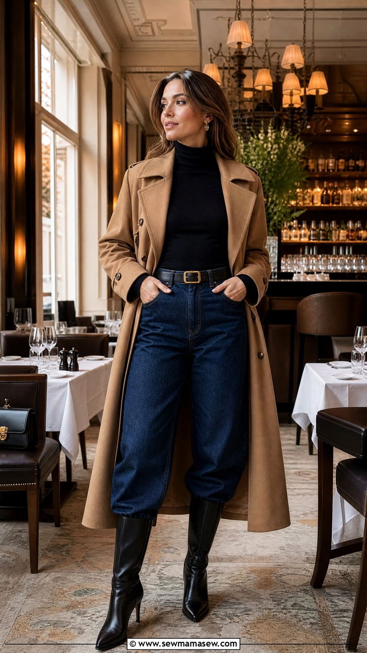 Barrel Jeans With Trench Coat And Turtleneck - 25 Barrel jeans outfit ideas with a trench coat