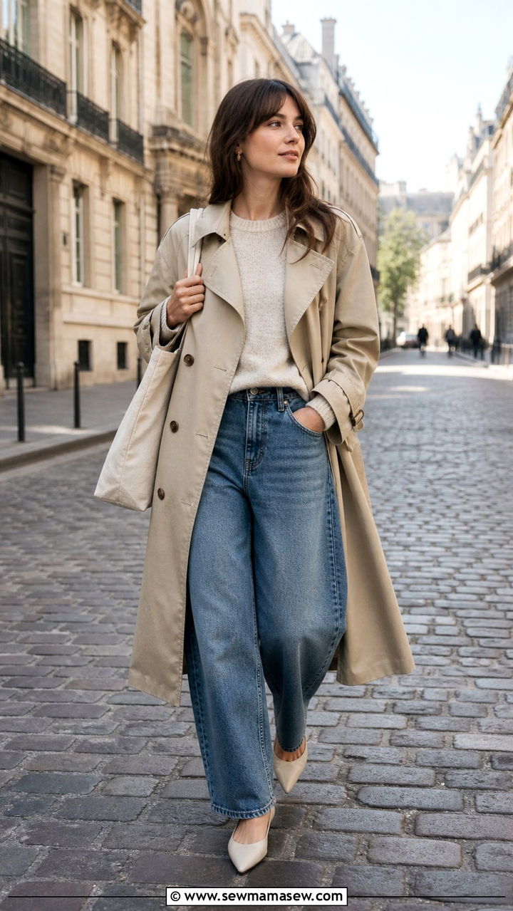 Barrel Jeans With Trench Coat Look - 20 casual barrel jeans outfits
