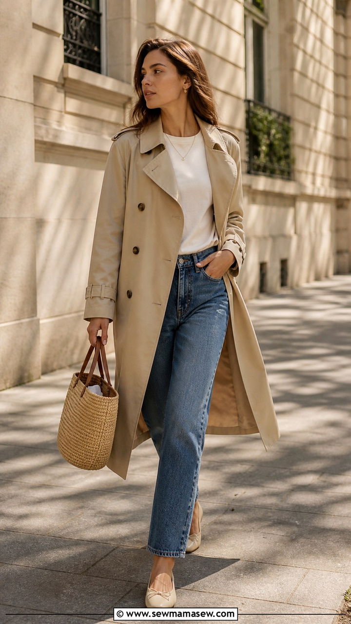 Barrel Leg Jeans With Cropped Cardigan And Slingback Flats - 40 spring jeans outfit ideas