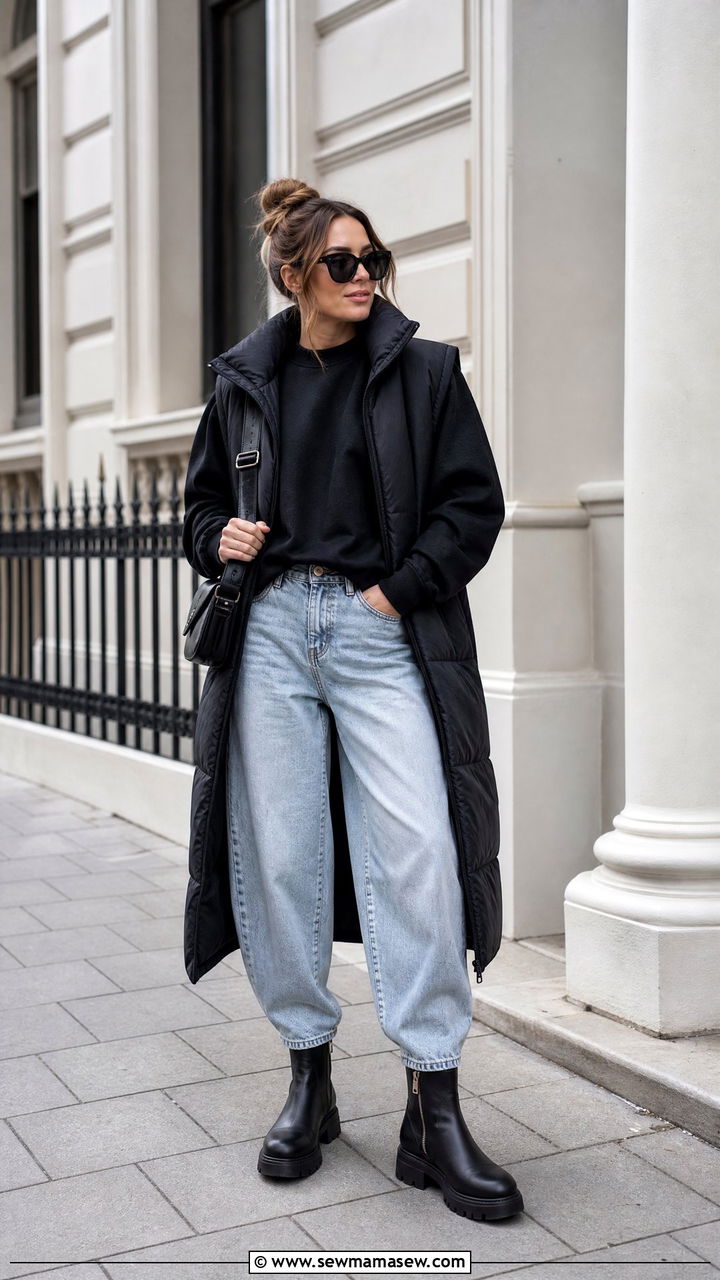 Barrel jeans with chunky boots - 25 Barrel jeans outfit ideas with boots