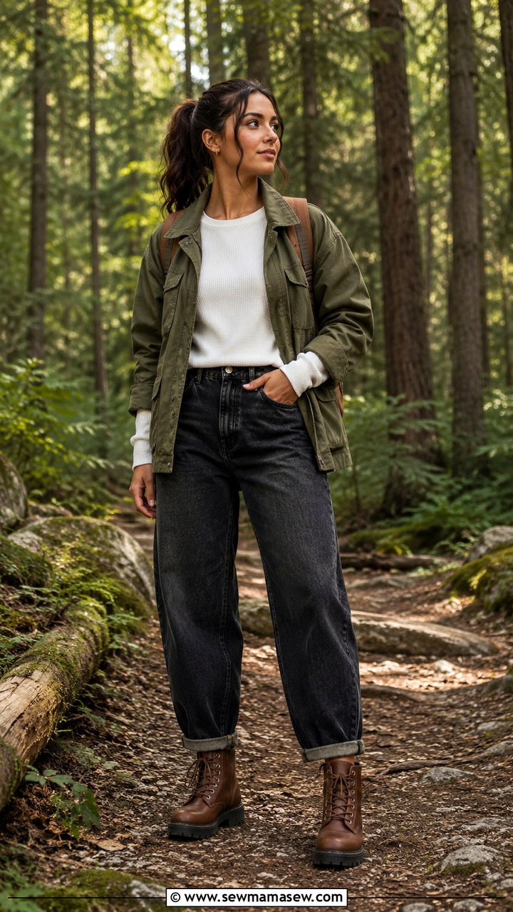 Barrel jeans with lace up boots - 25 Barrel jeans outfit ideas with boots