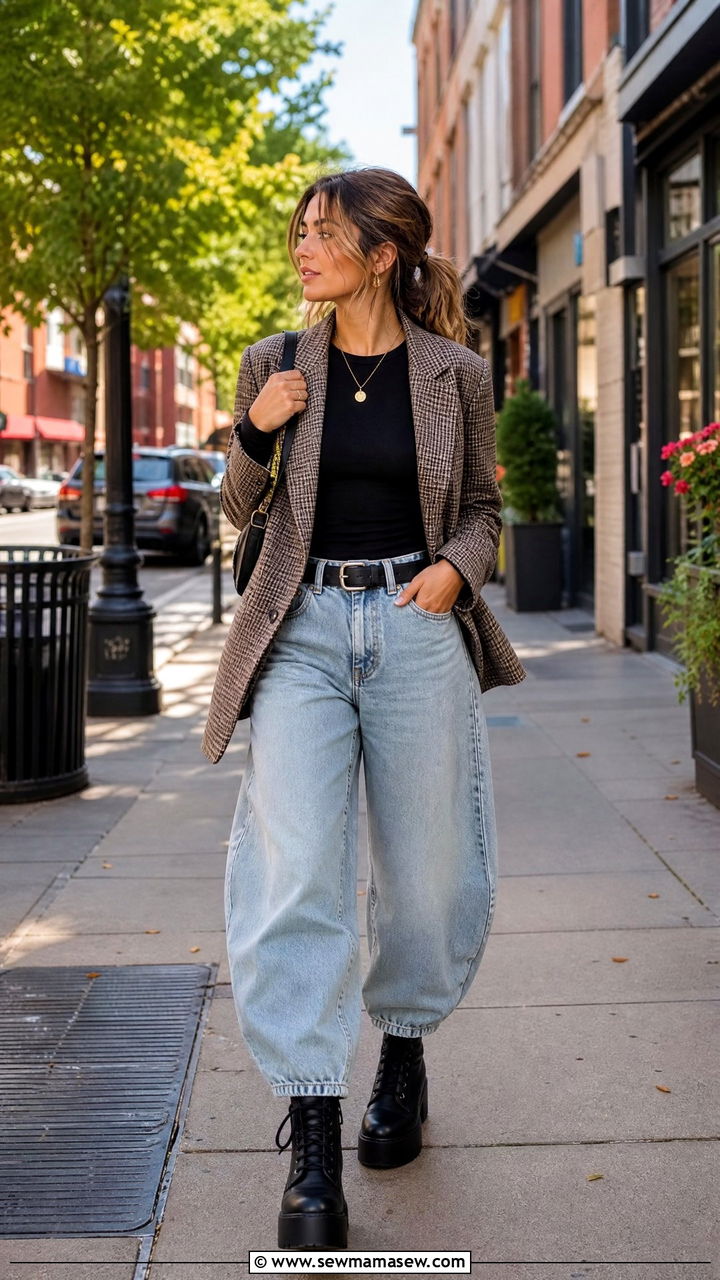 Barrel jeans with platform boots - 25 Barrel jeans outfit ideas with boots