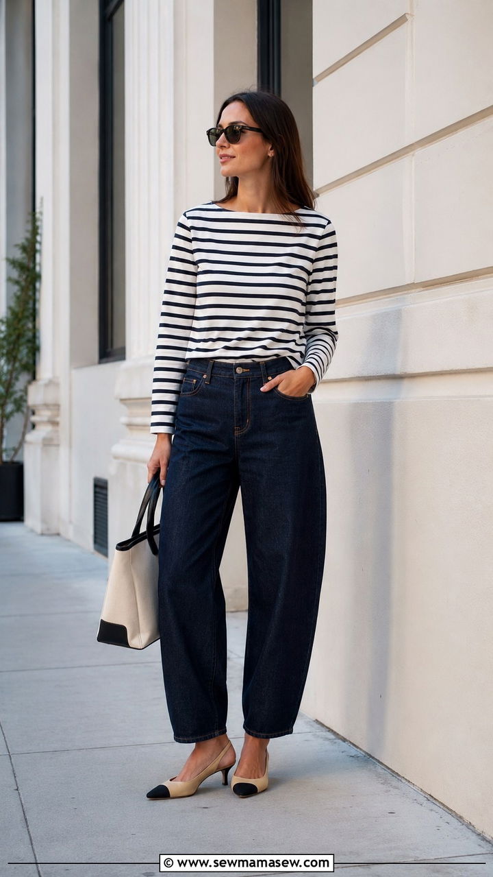 Barrel jeans with slingback heels - 25 Barrel jeans outfit ideas with heels