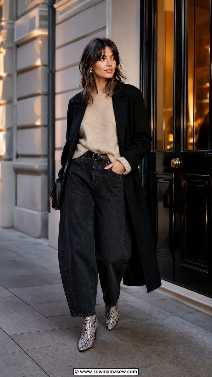 Barrel jeans with snakeskin boots - 25 Barrel jeans outfit ideas with boots