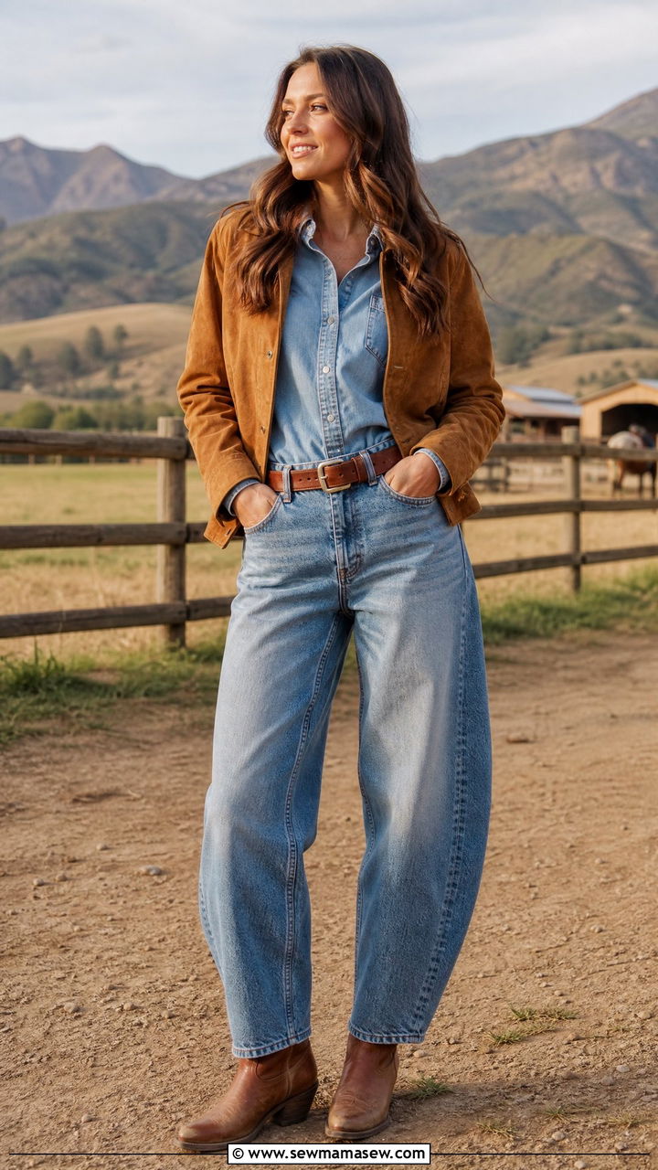 Barrel jeans with western boots - 25 Barrel jeans outfit ideas with boots