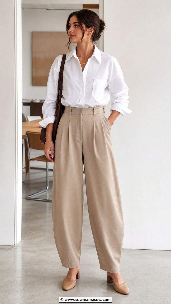 Barrel leg trousers with a structured top - 25 Business casual outfits with pants